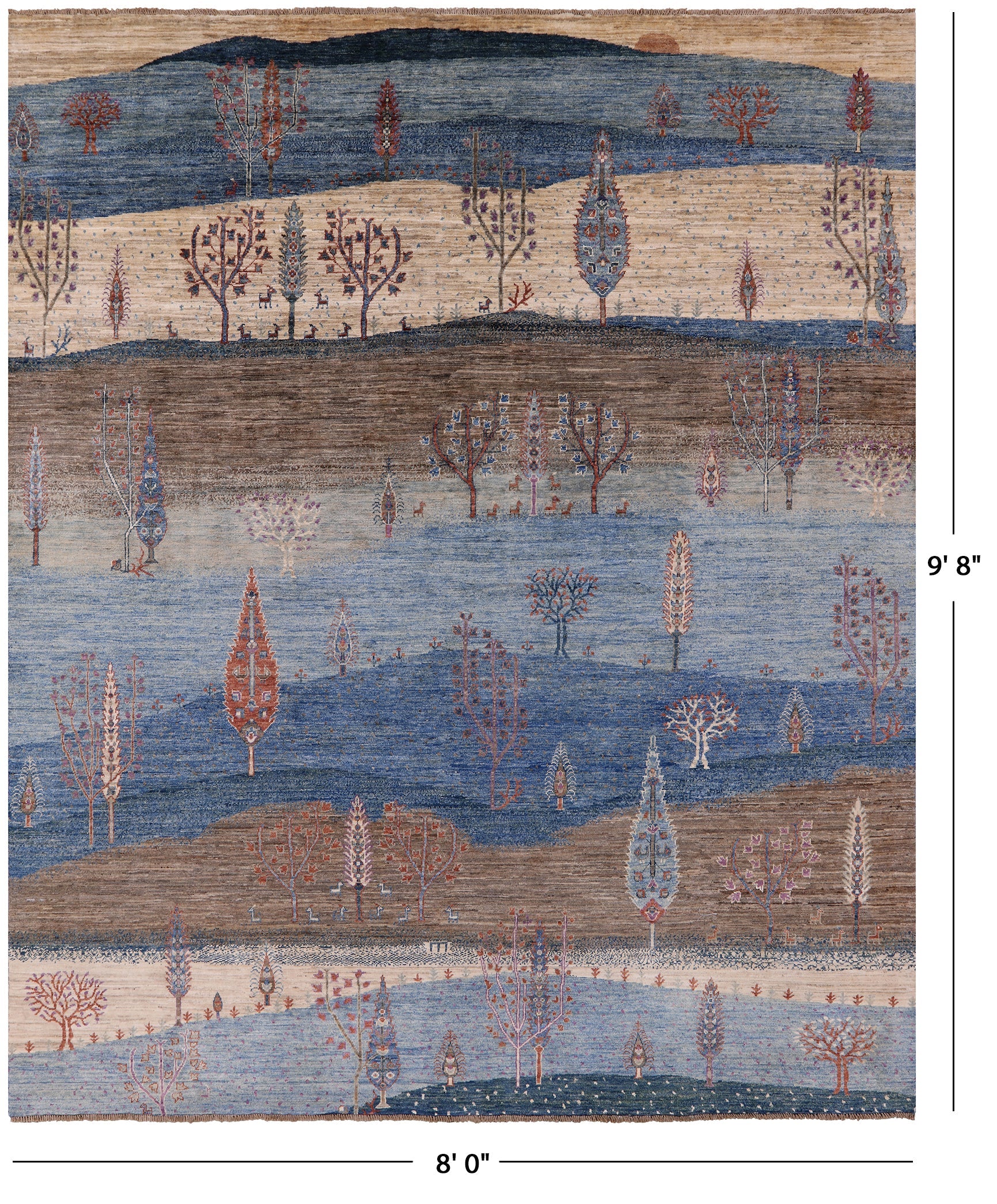 Tribal Persian Gabbeh Handmade Wool Rug - 8' 0" X 9' 8" - Golden Nile