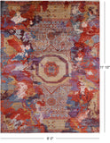 Abstract Modern Mamluk Hand Knotted Wool Rug - 9' 0" X 11' 10" - Golden Nile