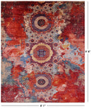 Abstract Modern Mamluk Hand Knotted Wool Rug - 8' 1" X 9' 8" - Golden Nile