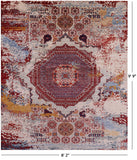 Abstract Modern Mamluk Handmade Wool Rug - 8' 2" X 9' 9" - Golden Nile