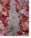 Abstract Modern Mamluk Hand Knotted Wool Rug - 8' 0" X 9' 8" - Golden Nile