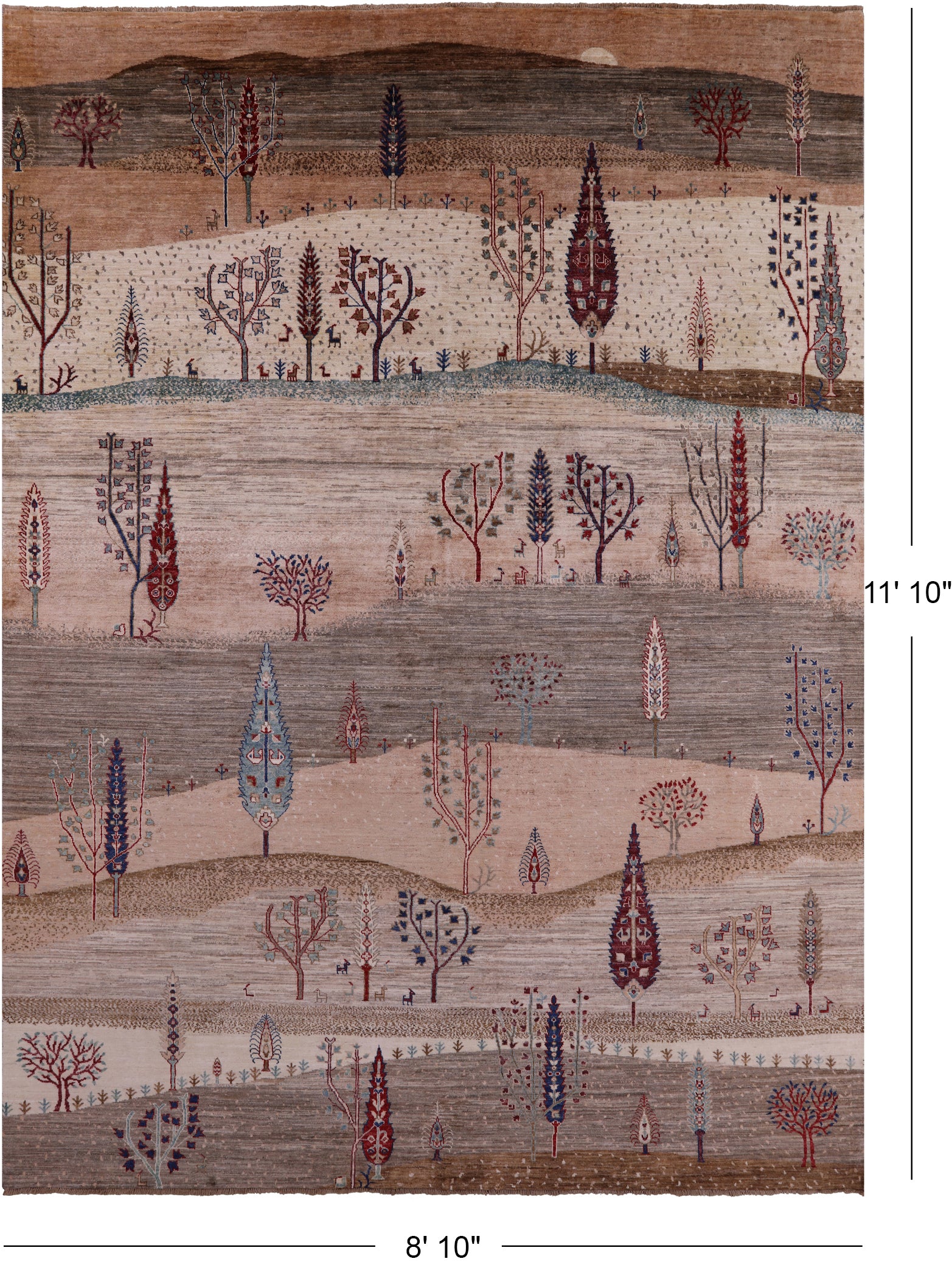 Tribal Persian Gabbeh Handmade Wool Rug - 8' 10" X 11' 10" - Golden Nile