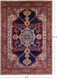 Blue Persian Fine Serapi Hand Knotted Wool Rug - 9' 0" X 12' 3" - Golden Nile
