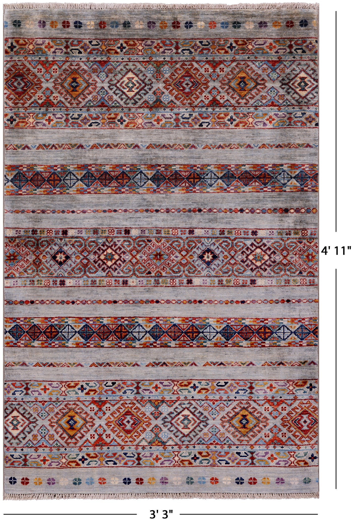 Khorjin Persian Gabbeh Hand Knotted Wool Rug - 3' 3" X 4' 11" - Golden Nile
