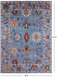 Blue Turkish Oushak Hand Knotted Wool Rug - 8' 9" X 12' 3" - Golden Nile