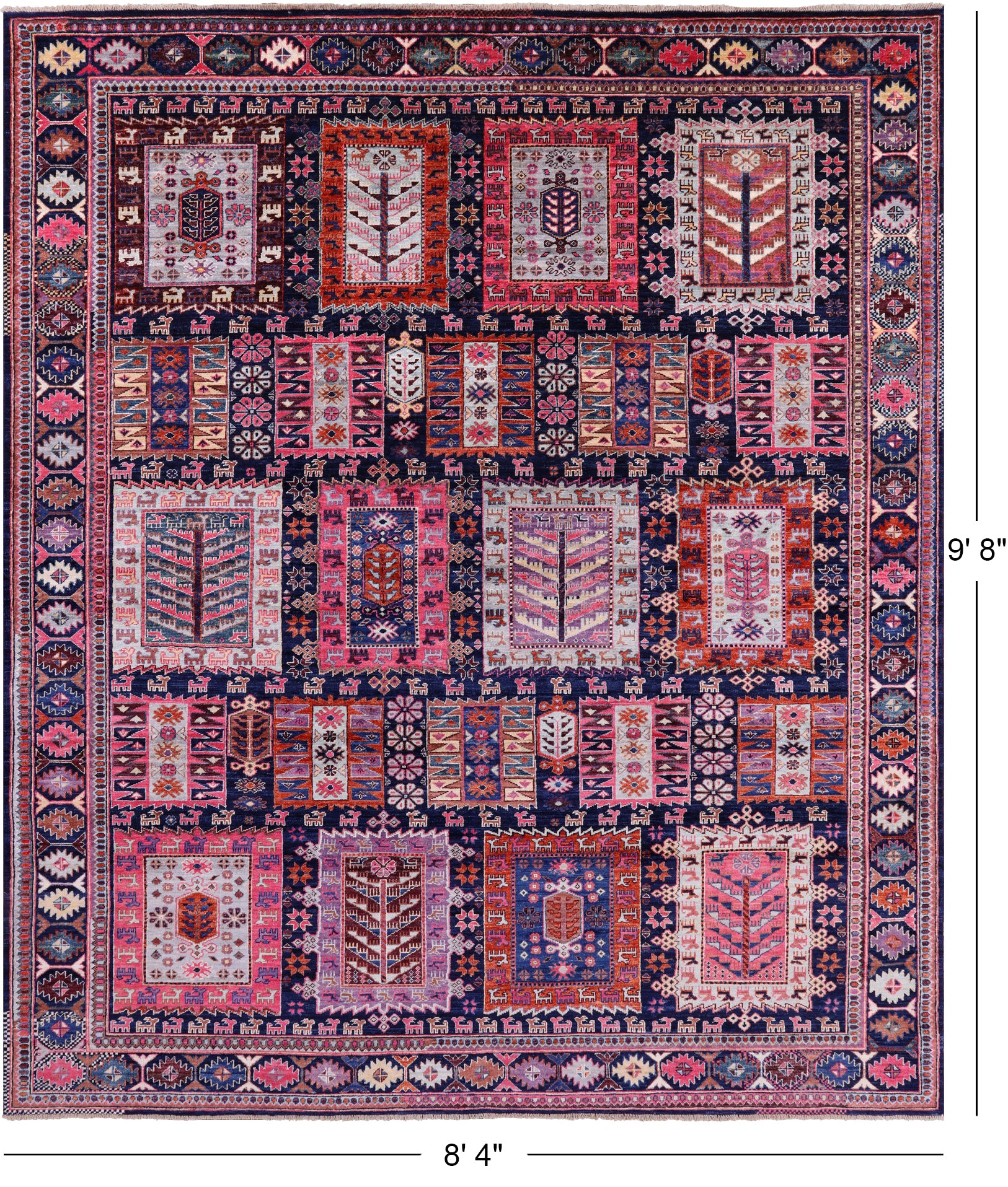 Blue Persian Fine Serapi Handmade Wool Rug - 8' 4" X 9' 8" - Golden Nile