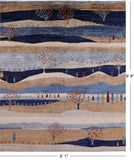 Tribal Persian Gabbeh Hand Knotted Wool Rug - 8' 1" X 9' 8" - Golden Nile