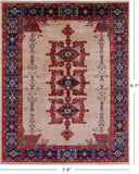 Ivory Persian Fine Serapi Handmade Wool Rug - 7' 9" X 9' 7" - Golden Nile
