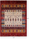 Tribal Persian Gabbeh Hand Knotted Wool Rug - 5' 0" X 6' 7" - Golden Nile