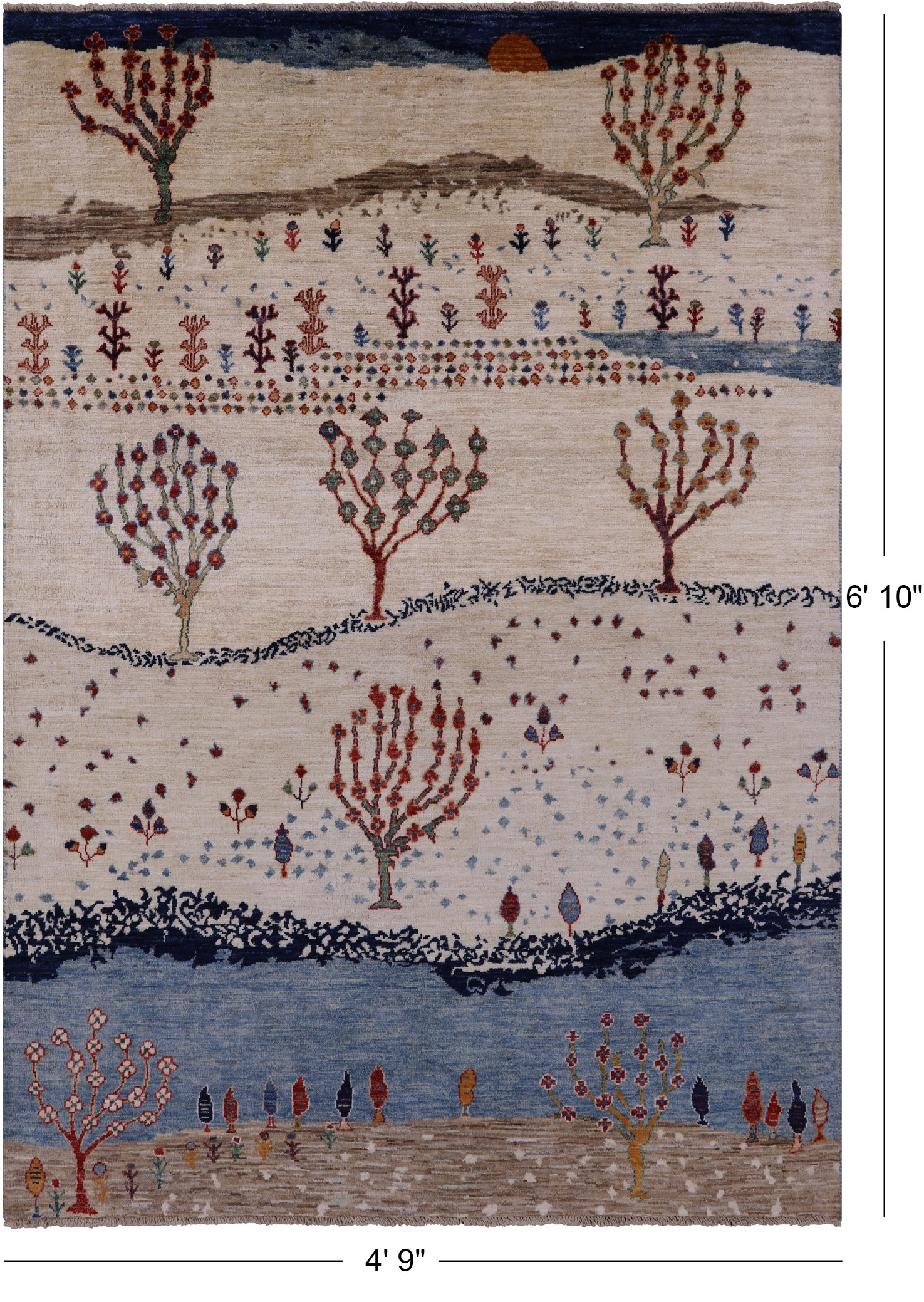 Tribal Persian Gabbeh Hand Knotted Wool Rug - 4' 9" X 6' 10" - Golden Nile