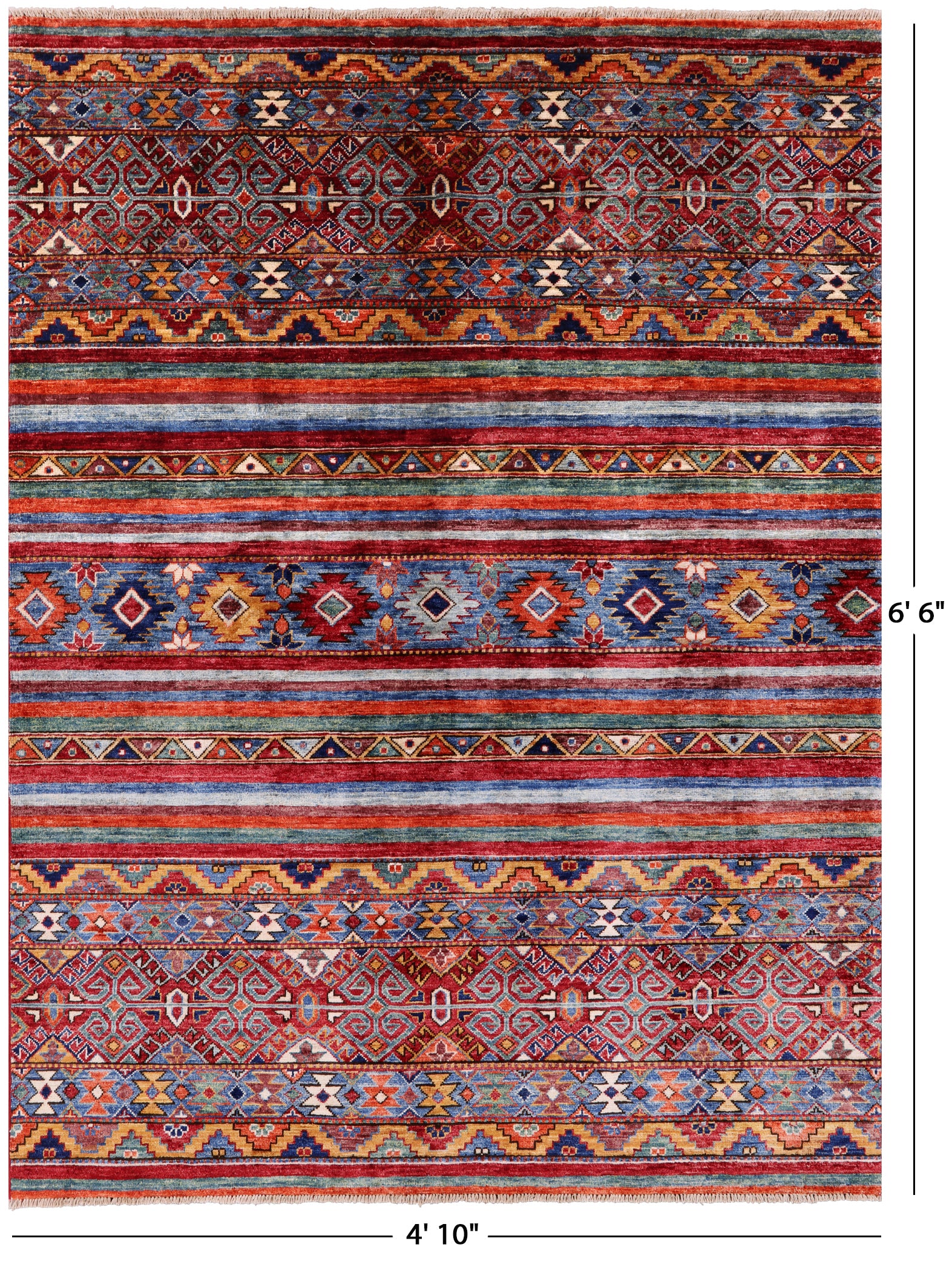 Khorjin Persian Gabbeh Hand Knotted Wool Rug - 4' 10" X 6' 6" - Golden Nile