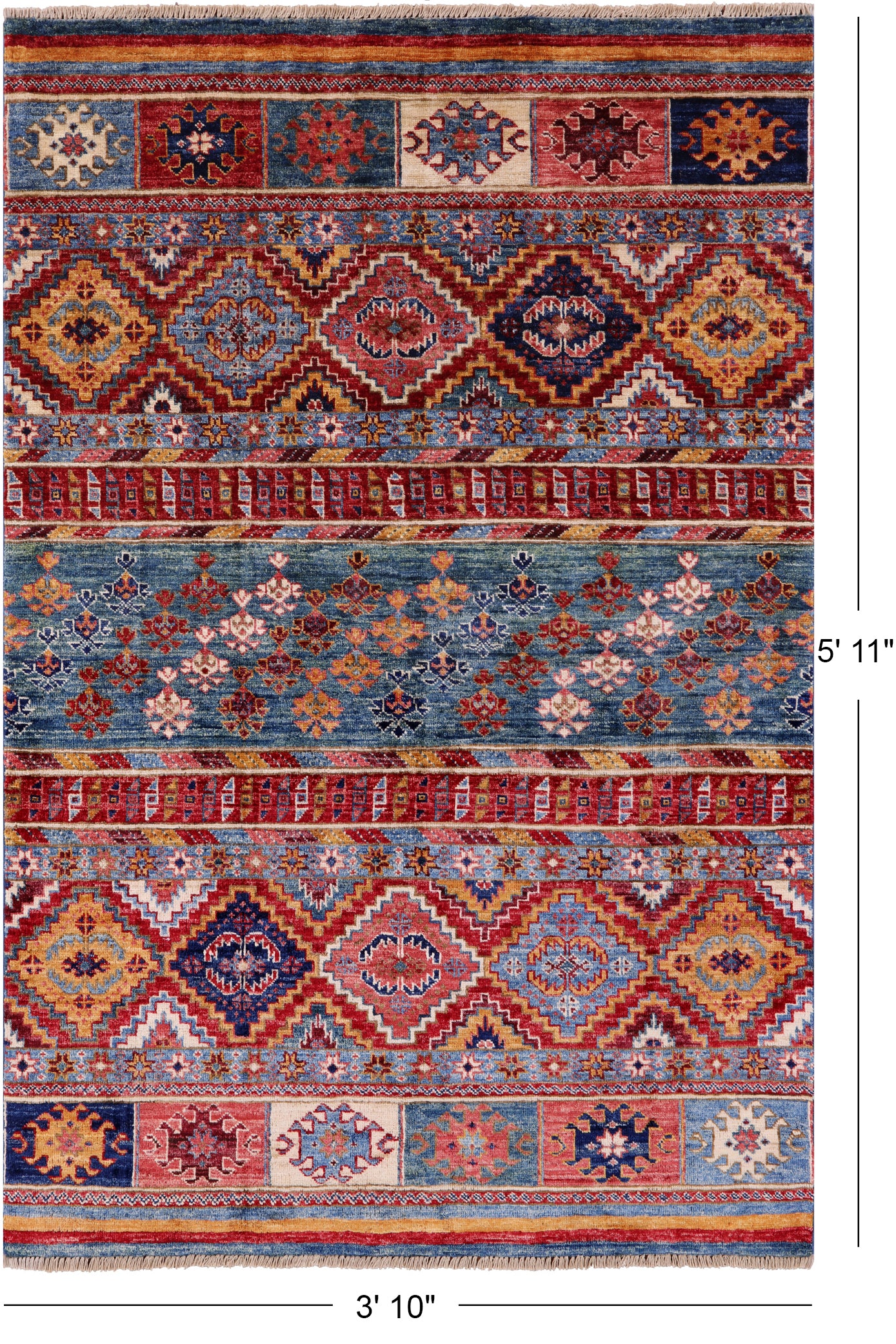 Khorjin Persian Gabbeh Hand Knotted Wool Rug - 3' 10" X 5' 11" - Golden Nile