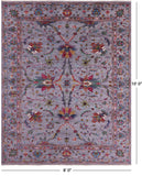 Grey Peshawar Hand Knotted Wool Rug - 8' 0" X 10' 0" - Golden Nile