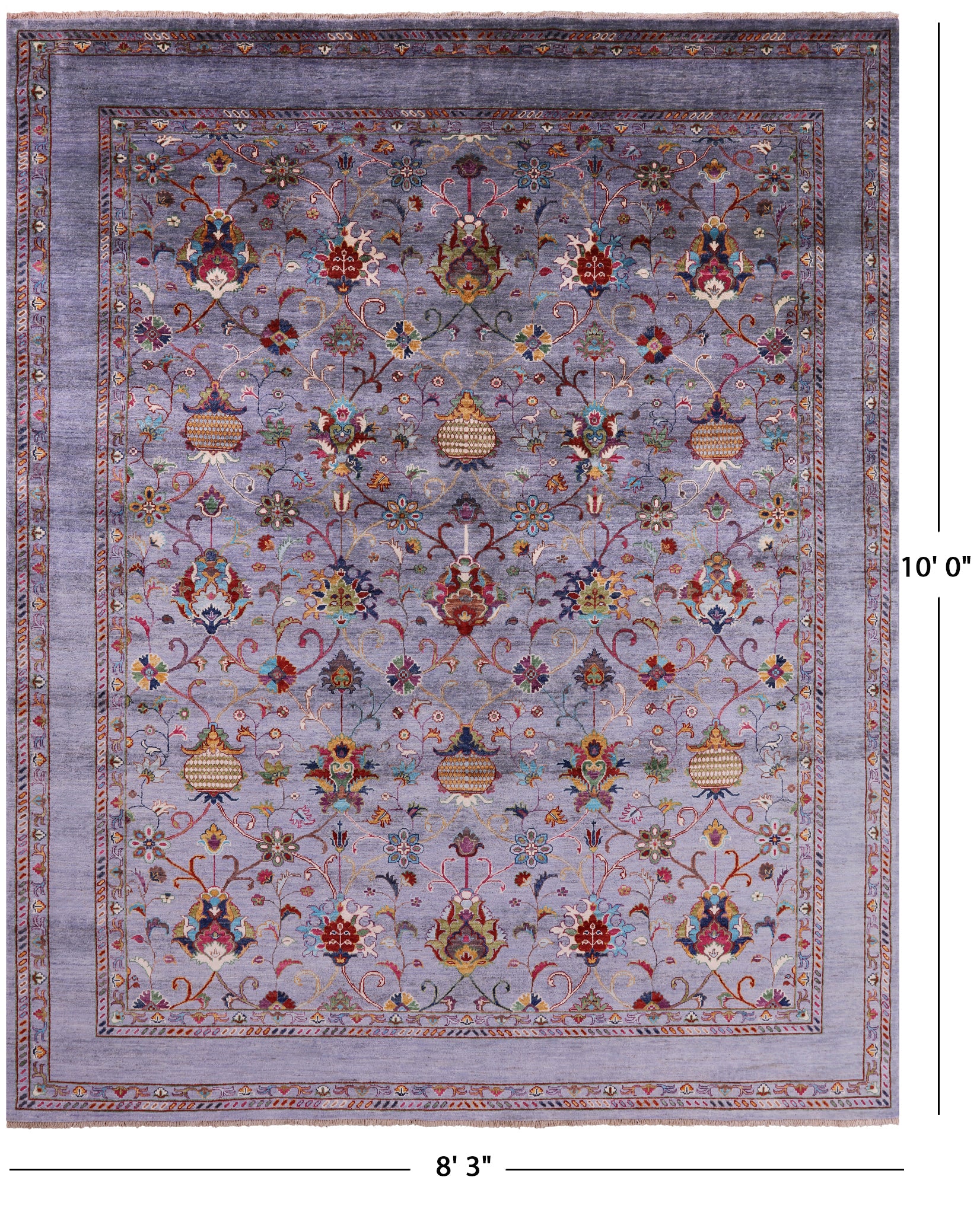 Grey Peshawar Handmade Wool Rug - 8' 3" X 10' 0" - Golden Nile
