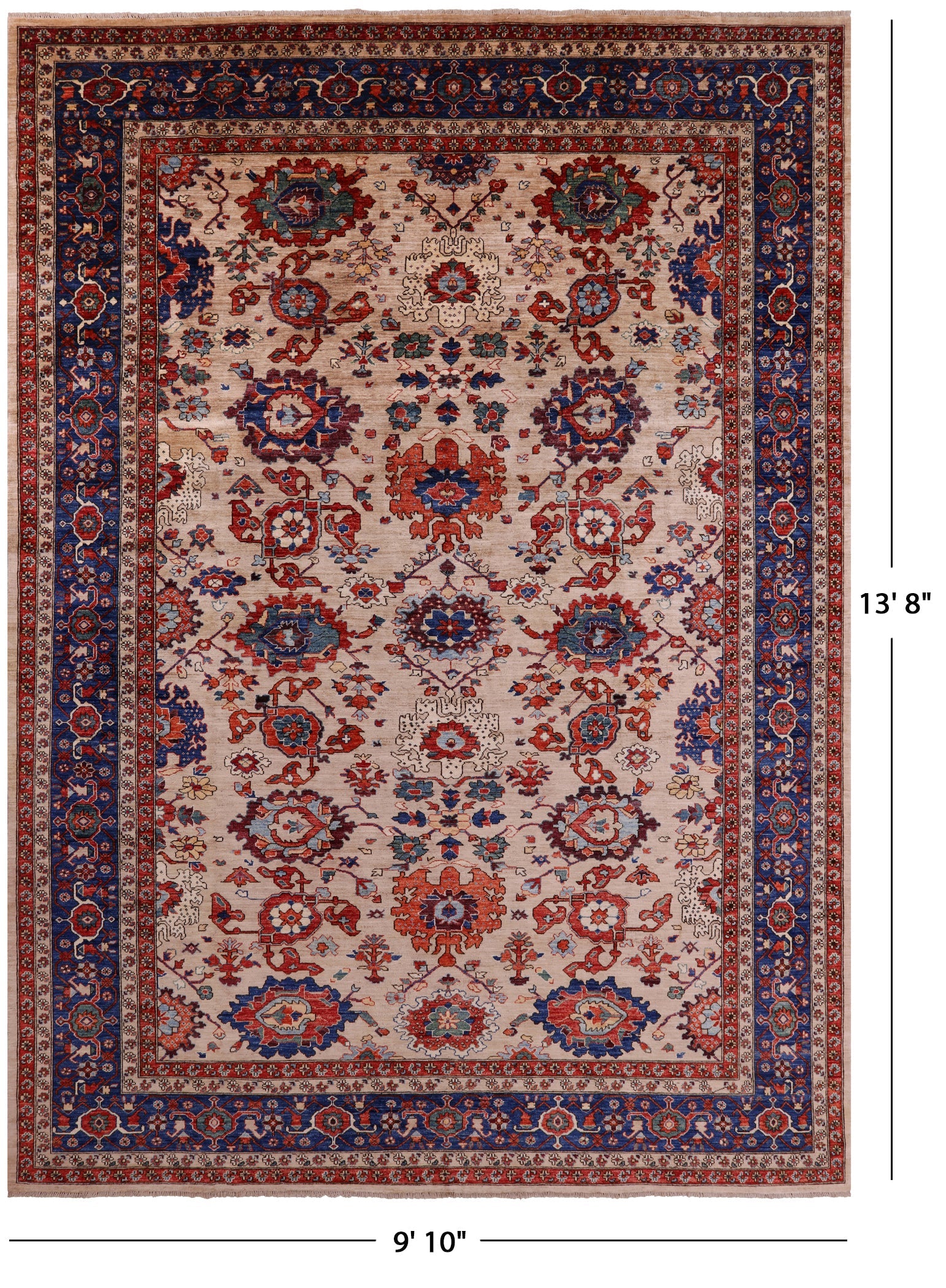 Persian Fine Serapi Handmade Wool Rug - 9' 10" X 13' 8" - Golden Nile