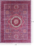 Purple Geometric Persian Mamluk Hand Knotted Wool Rug - 9' 9" X 13' 5" - Golden Nile