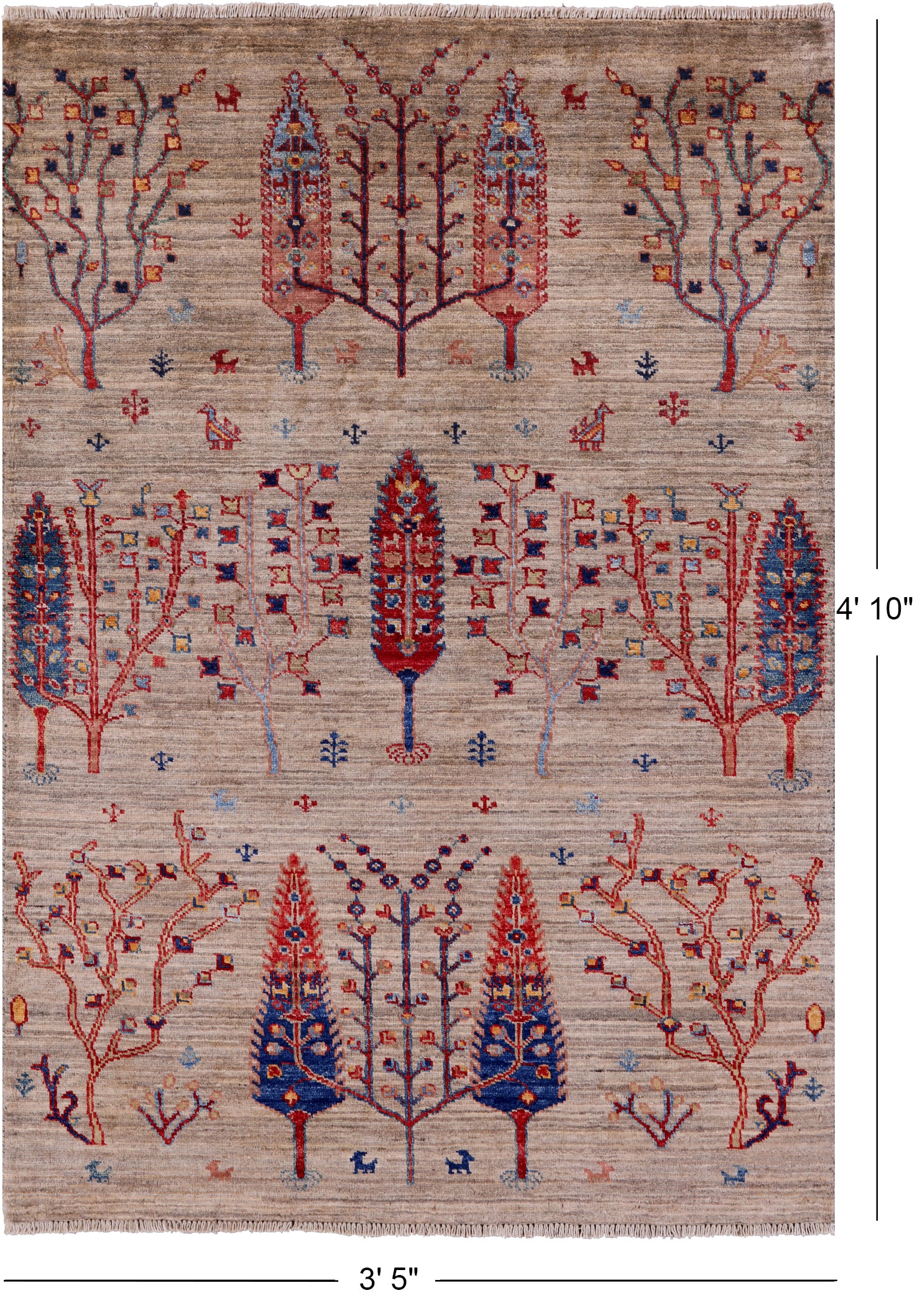 Tribal Persian Gabbeh Hand Knotted Wool Rug - 3' 5" X 4' 10" - Golden Nile