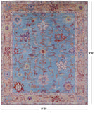 Blue Turkish Oushak Handmade Wool Rug - 8' 3" X 9' 6" - Golden Nile