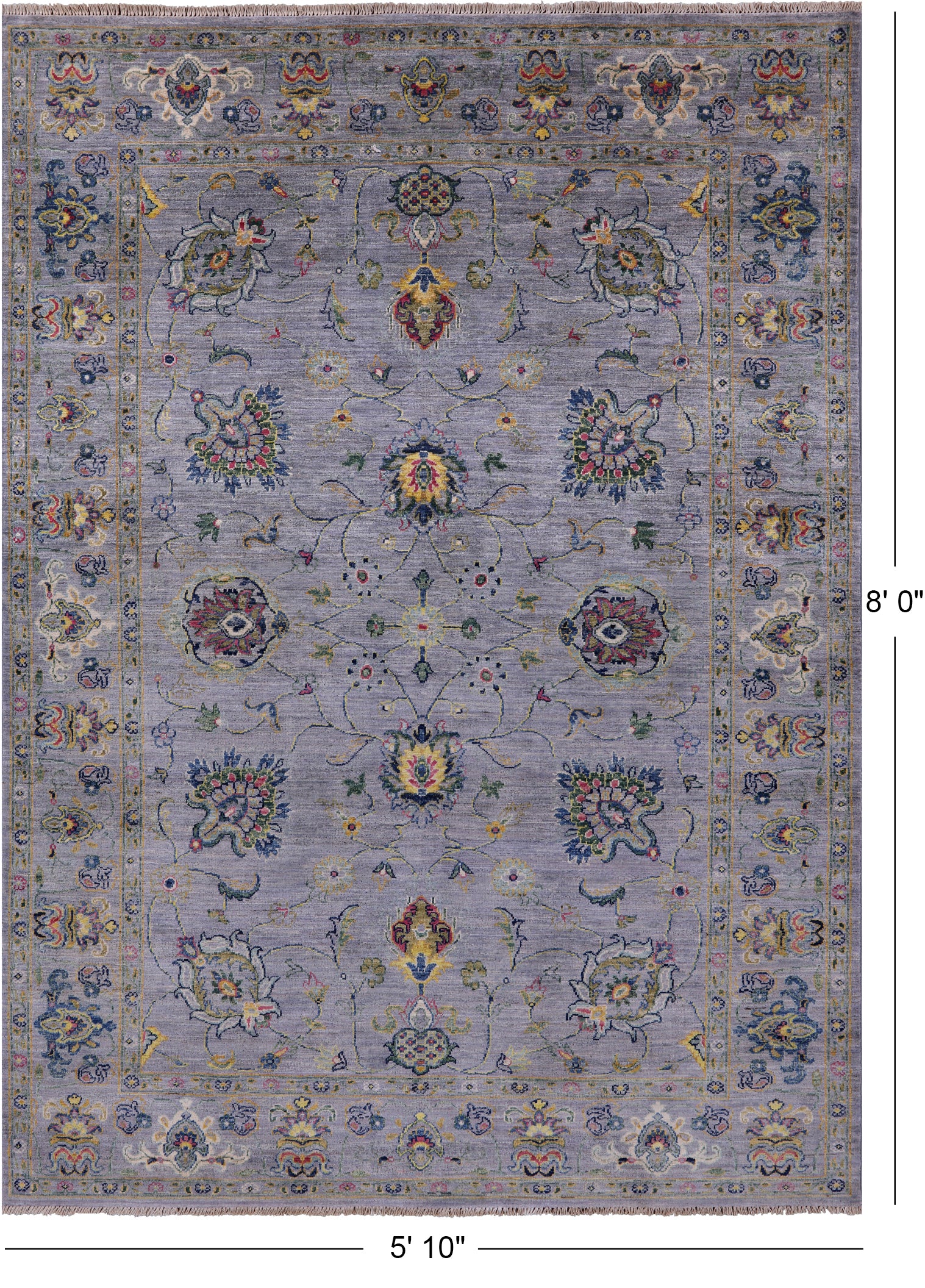 Peshawar Hand Knotted Wool Rug - 5' 10" X 8' 0" - Golden Nile