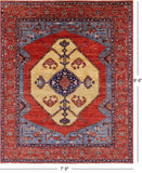 Rust Persian Fine Serapi Handmade Wool Rug - 7' 8" X 9' 6" - Golden Nile