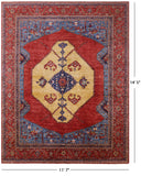 Rust Persian Fine Serapi Hand Knotted Wool Rug - 11' 7" X 14' 5" - Golden Nile