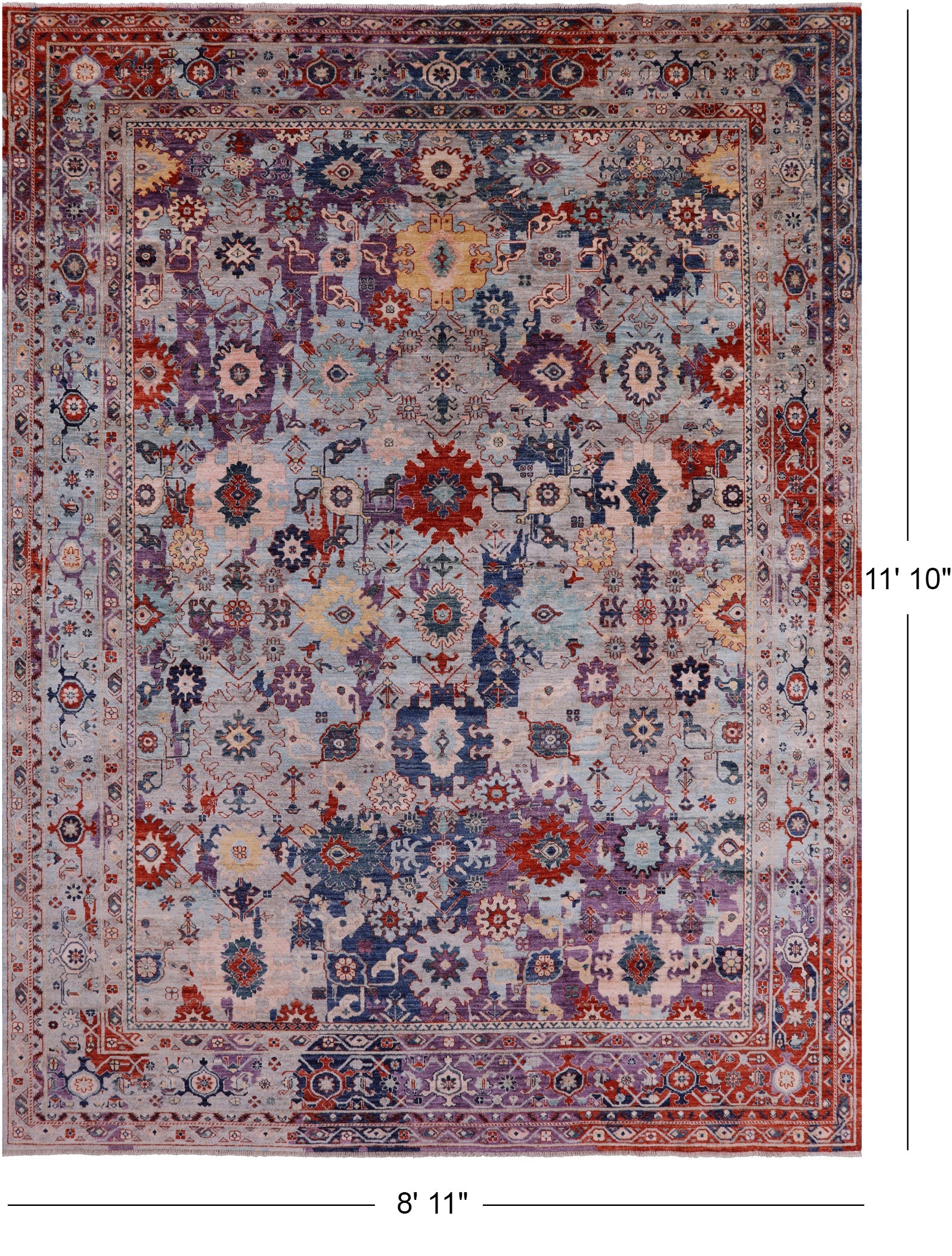 Persian Fine Serapi Handmade Wool Rug - 8' 11" X 11' 10" - Golden Nile