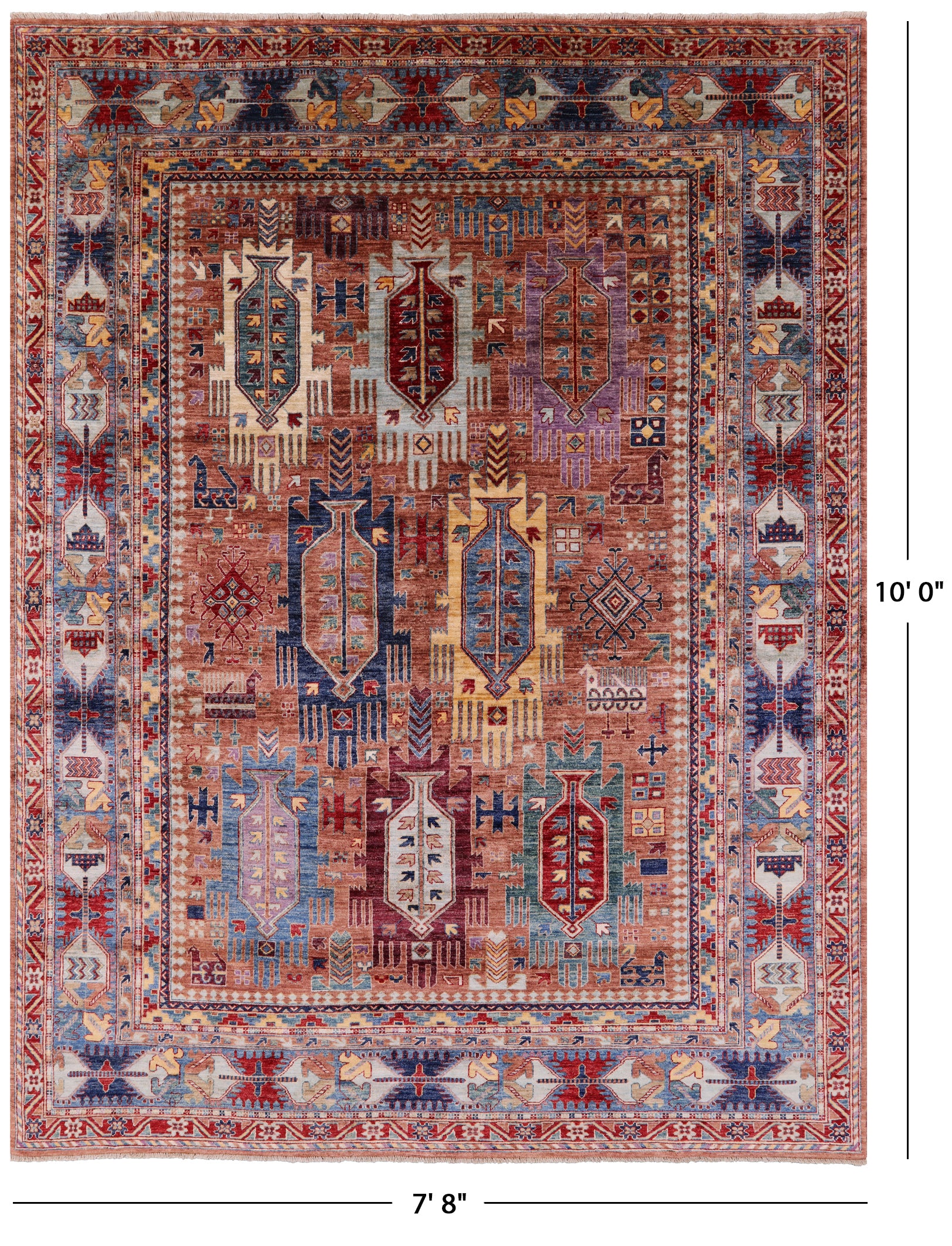 Persian Fine Serapi Hand Knotted Wool Rug - 7' 8" X 10' 0" - Golden Nile