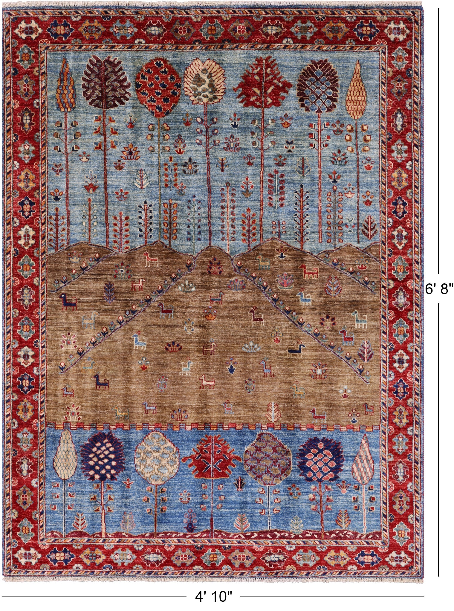 Tribal Persian Gabbeh Hand Knotted Wool Rug - 4' 10" X 6' 8" - Golden Nile
