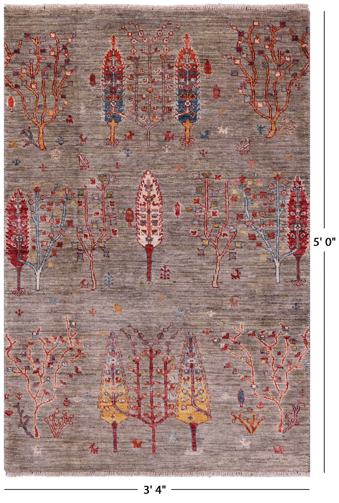 Tribal Persian Gabbeh Hand Knotted Wool Rug - 3' 4" X 5' 0" - Golden Nile