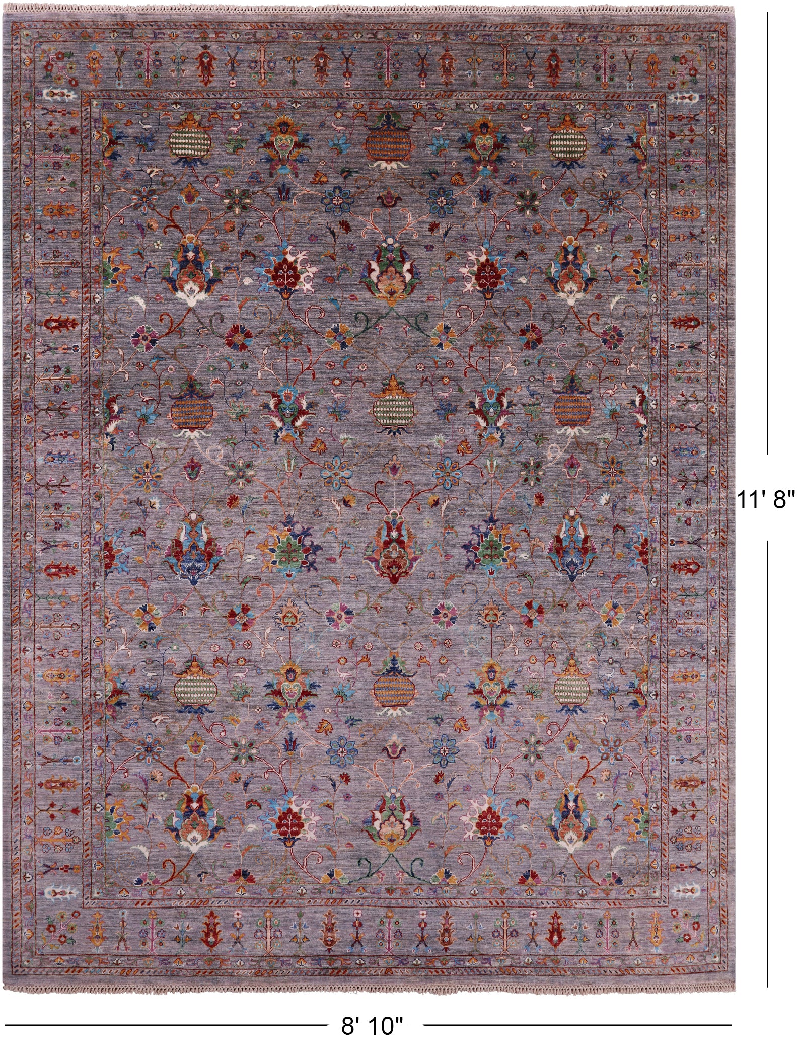 Peshawar Hand Knotted Wool Rug - 8' 10" X 11' 8" - Golden Nile