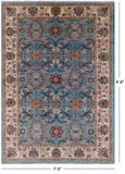 Blue Peshawar Hand Knotted Wool Rug - 7' 0" X 9' 8" - Golden Nile