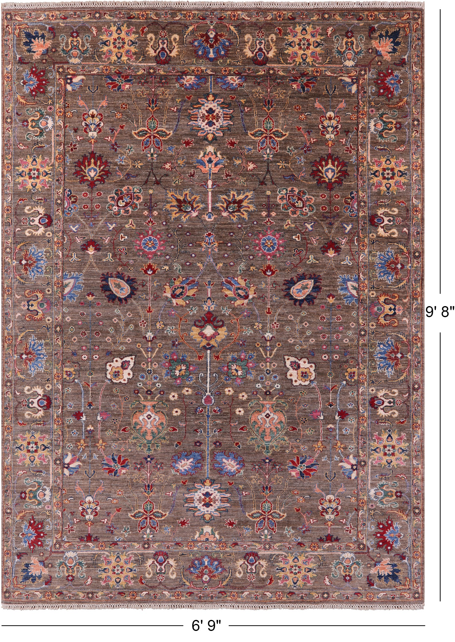 Peshawar Hand Knotted Wool Rug - 6' 9" X 9' 8" - Golden Nile