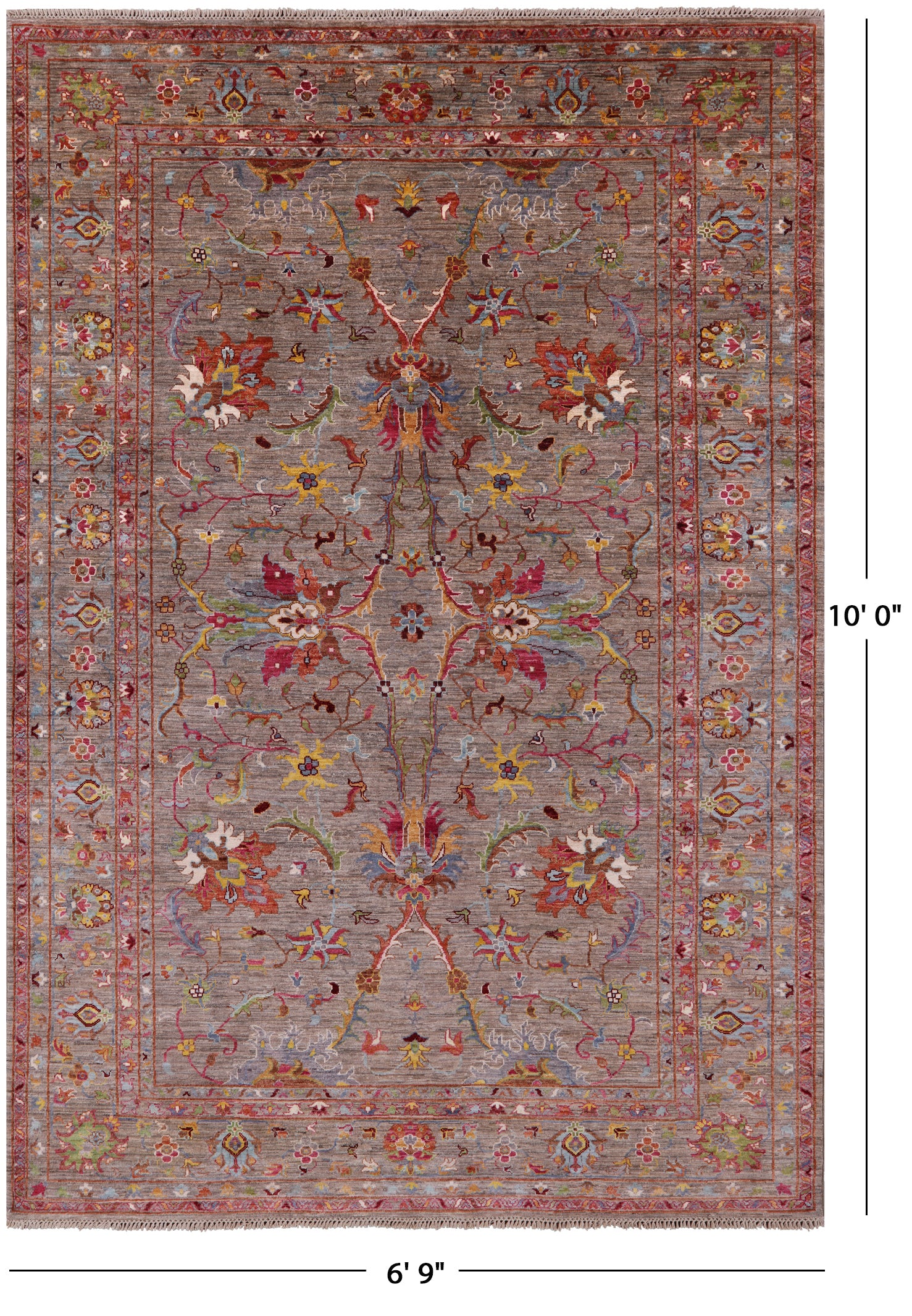 Peshawar Hand Knotted Wool Rug - 6' 9" X 10' 0" - Golden Nile