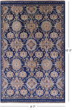 Blue Peshawar Hand Knotted Wool Rug - 6' 7" X 10' 3" - Golden Nile