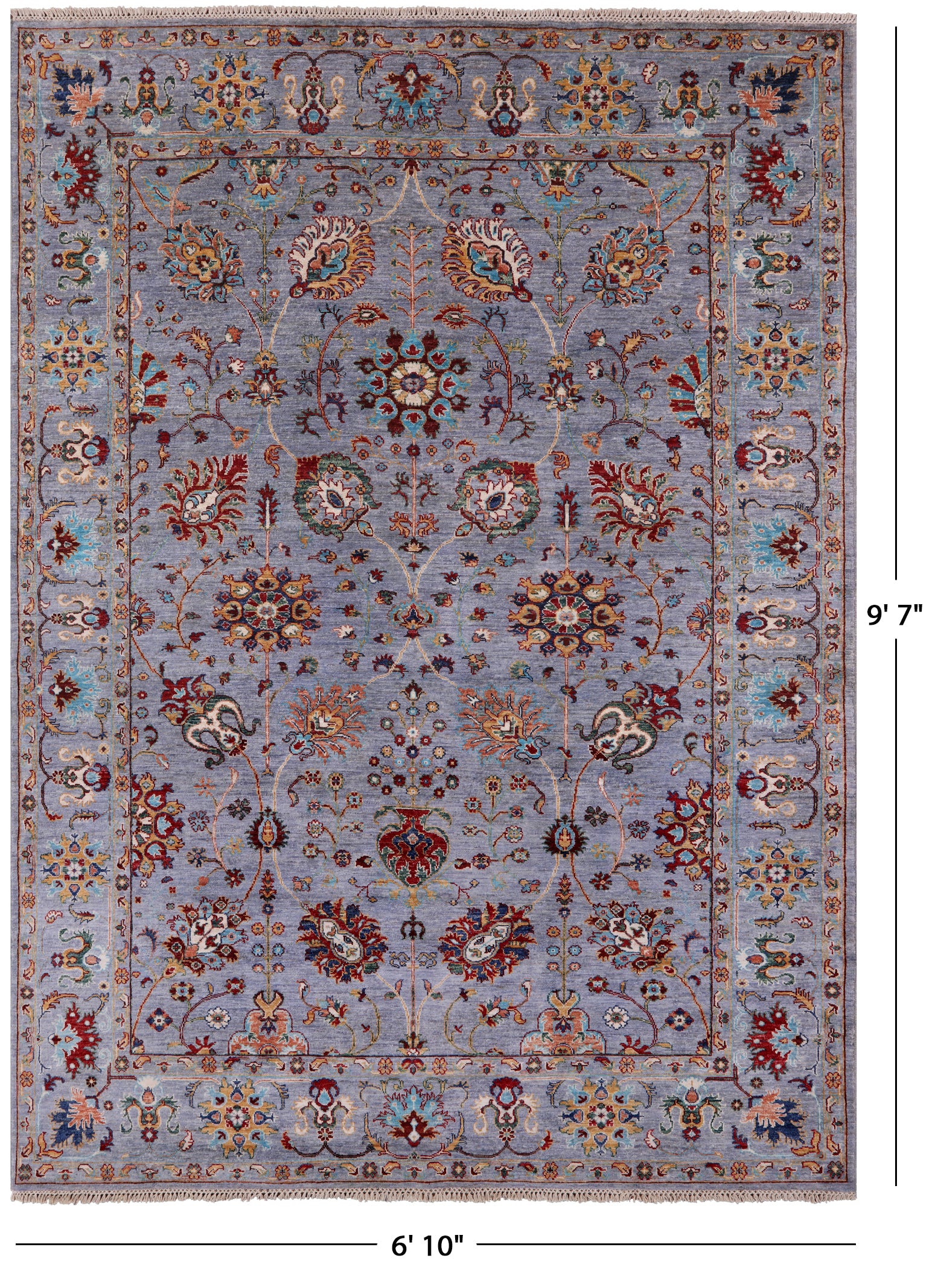 Peshawar Hand Knotted Wool Rug - 6' 10" X 9' 7" - Golden Nile