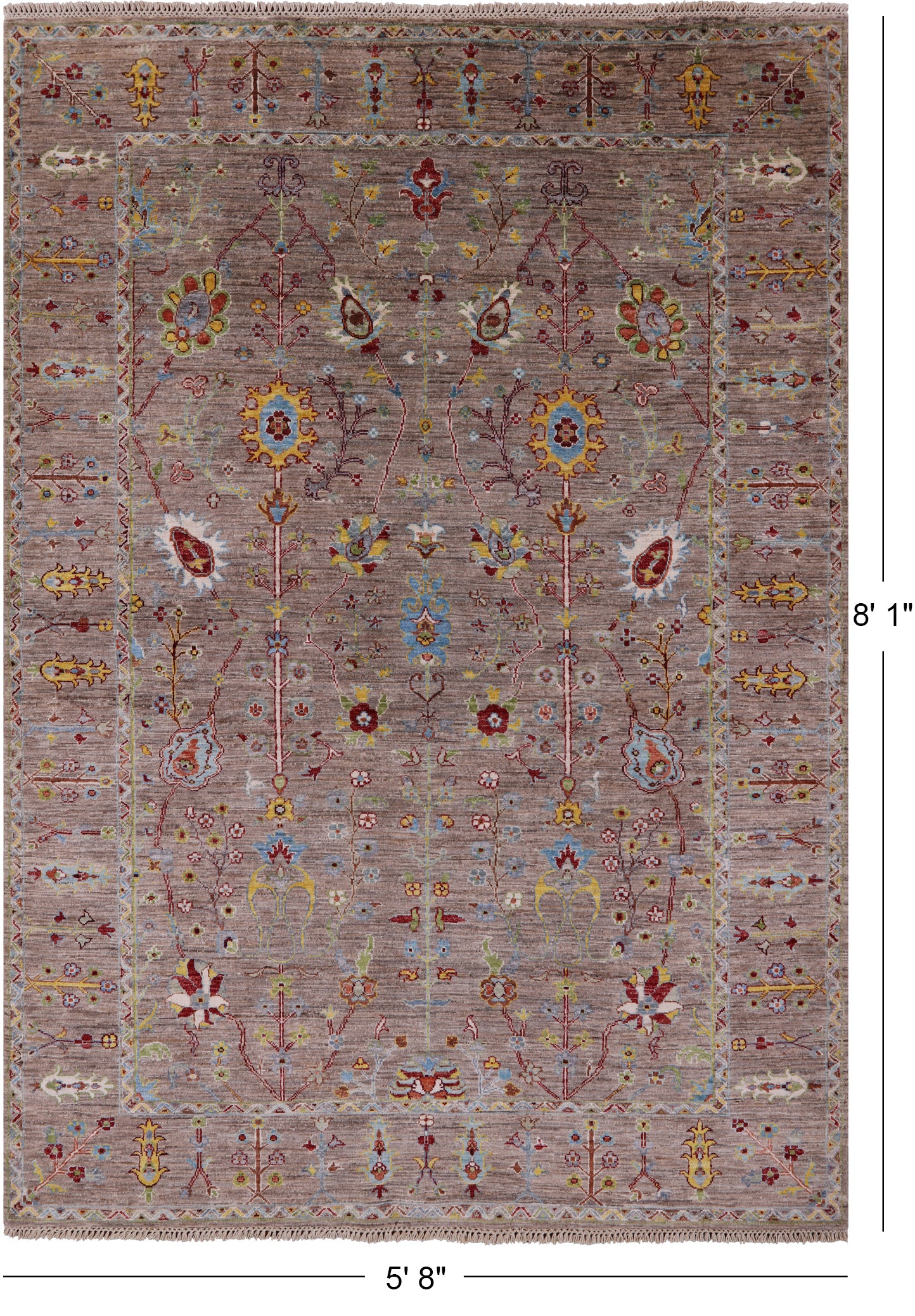 Peshawar Hand Knotted Wool Rug - 5' 8" X 8' 1" - Golden Nile