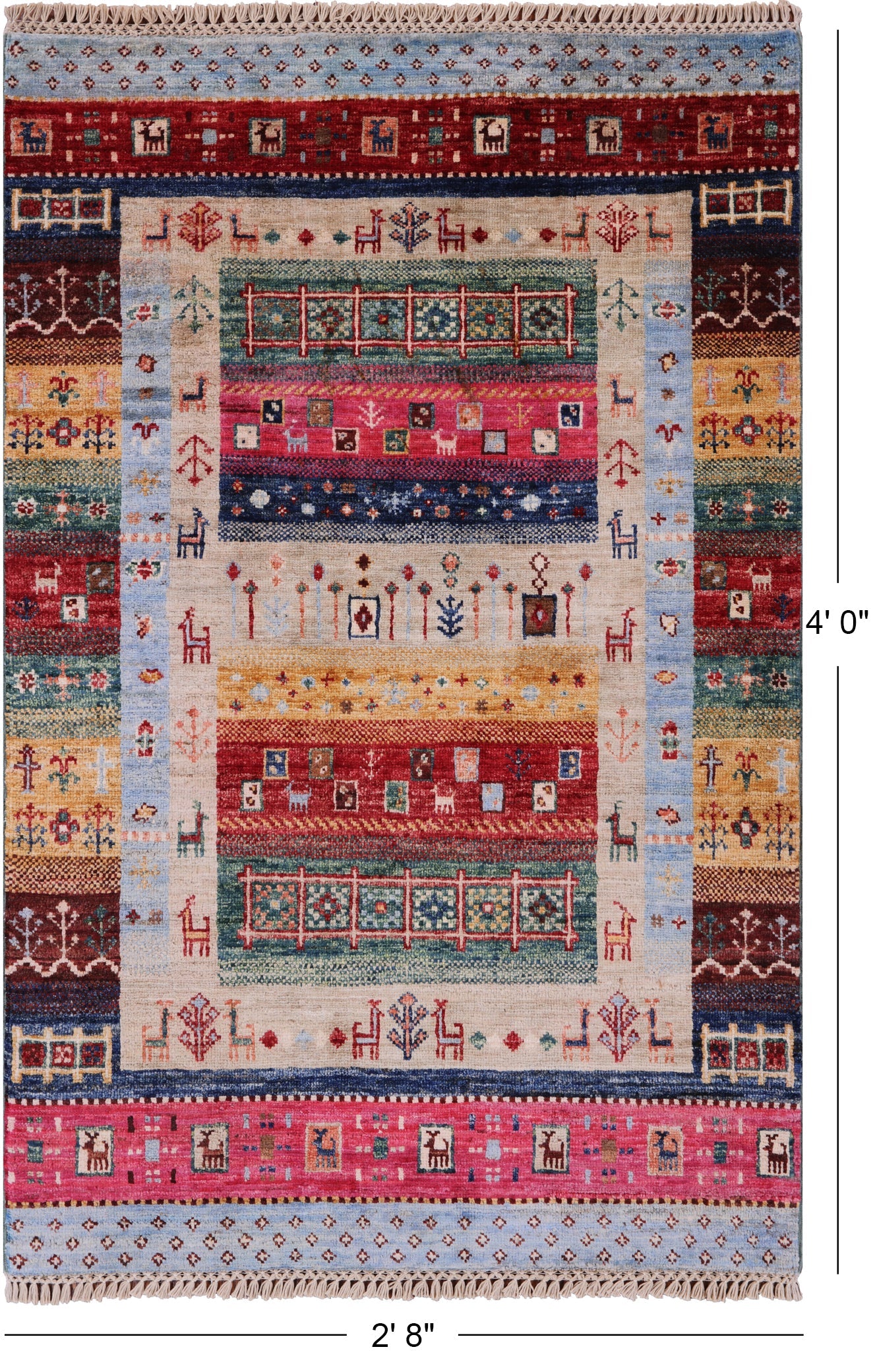 Tribal Persian Gabbeh Handmade Wool Rug - 2' 8" X 4' 0" - Golden Nile