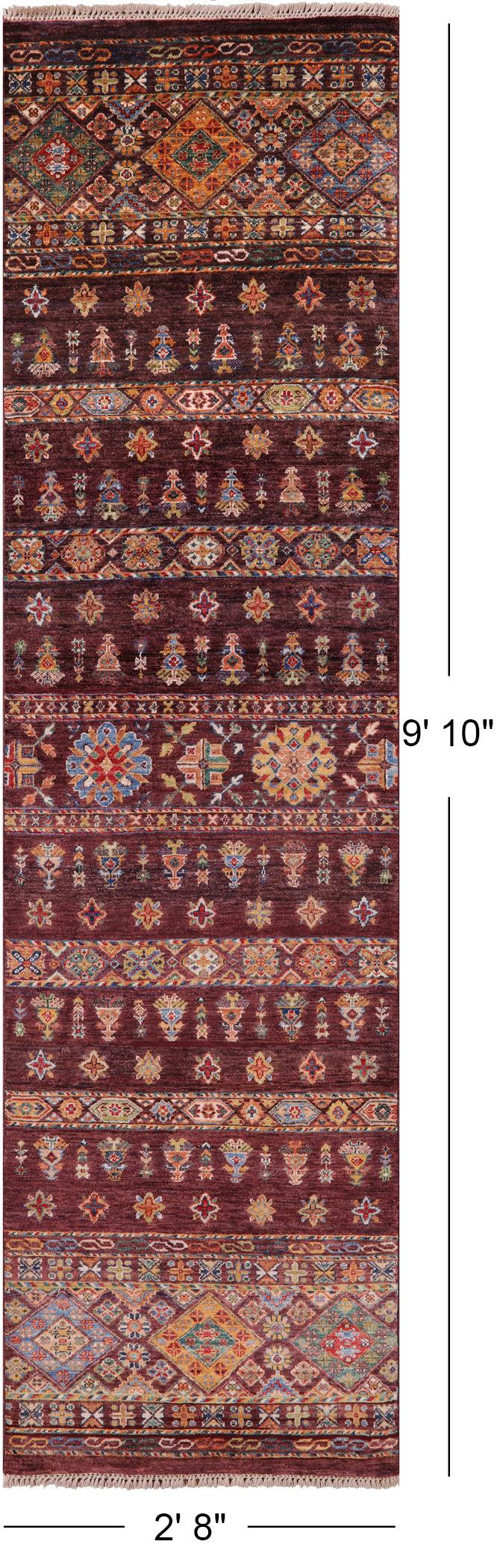 Khorjin Persian Gabbeh Hand Knotted Wool Runner Rug - 2' 8" X 9' 10" - Golden Nile