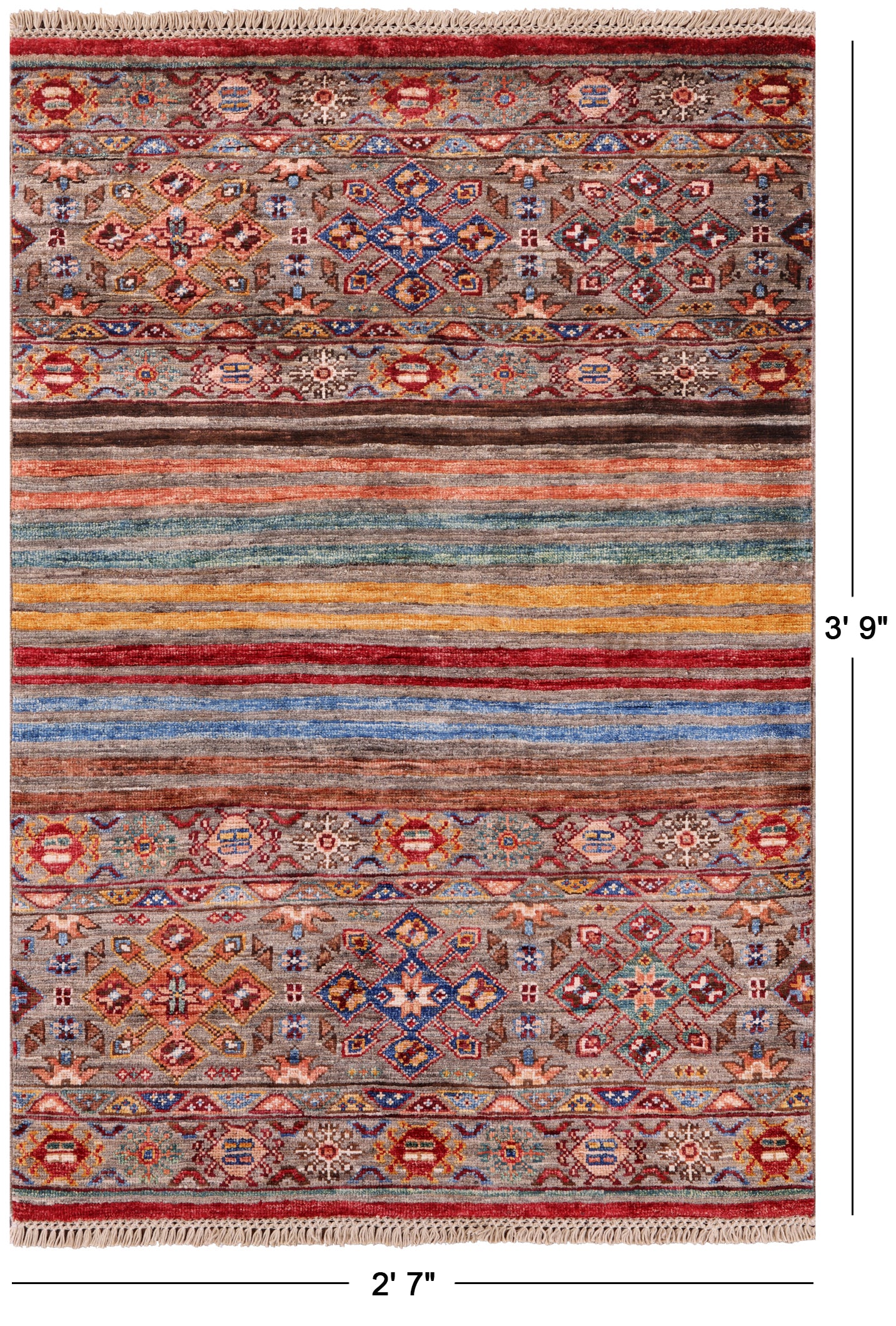 Khorjin Persian Gabbeh Handmade Wool Rug - 2' 7" X 3' 9" - Golden Nile