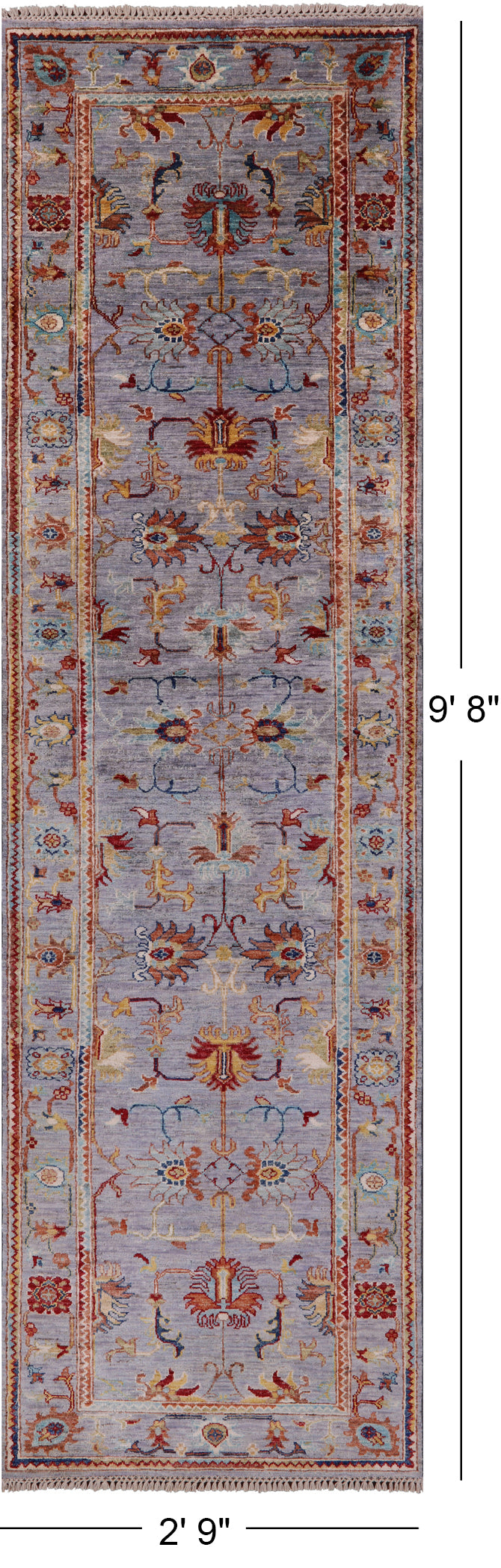 Peshawar Hand Knotted Wool Runner Rug - 2' 9" X 9' 8" - Golden Nile
