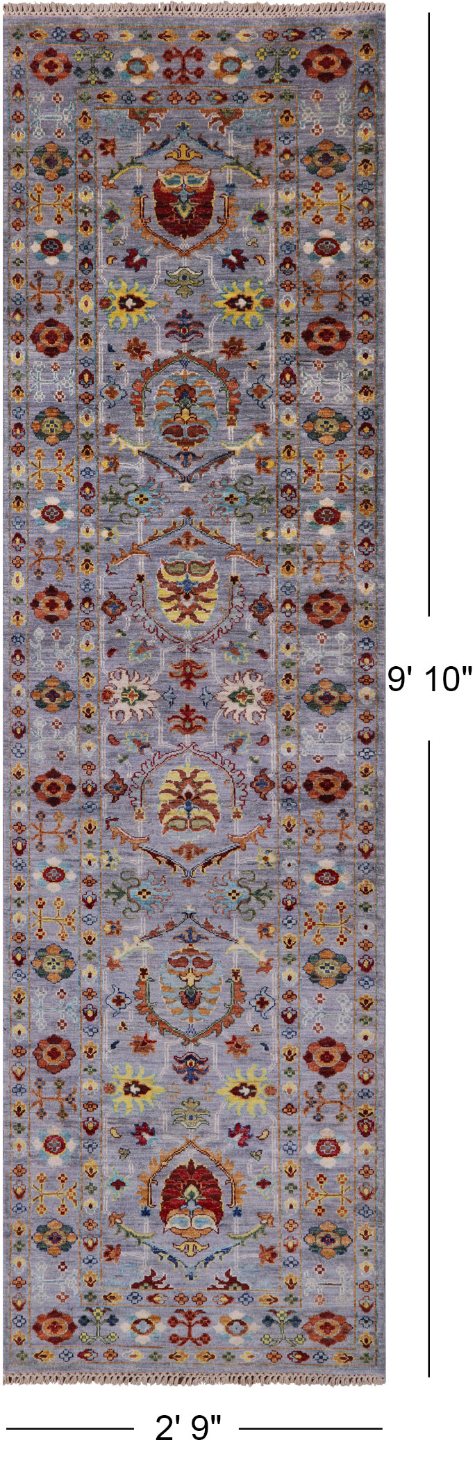 Grey Peshawar Hand Knotted Wool Runner Rug - 2' 9" X 9' 10" - Golden Nile