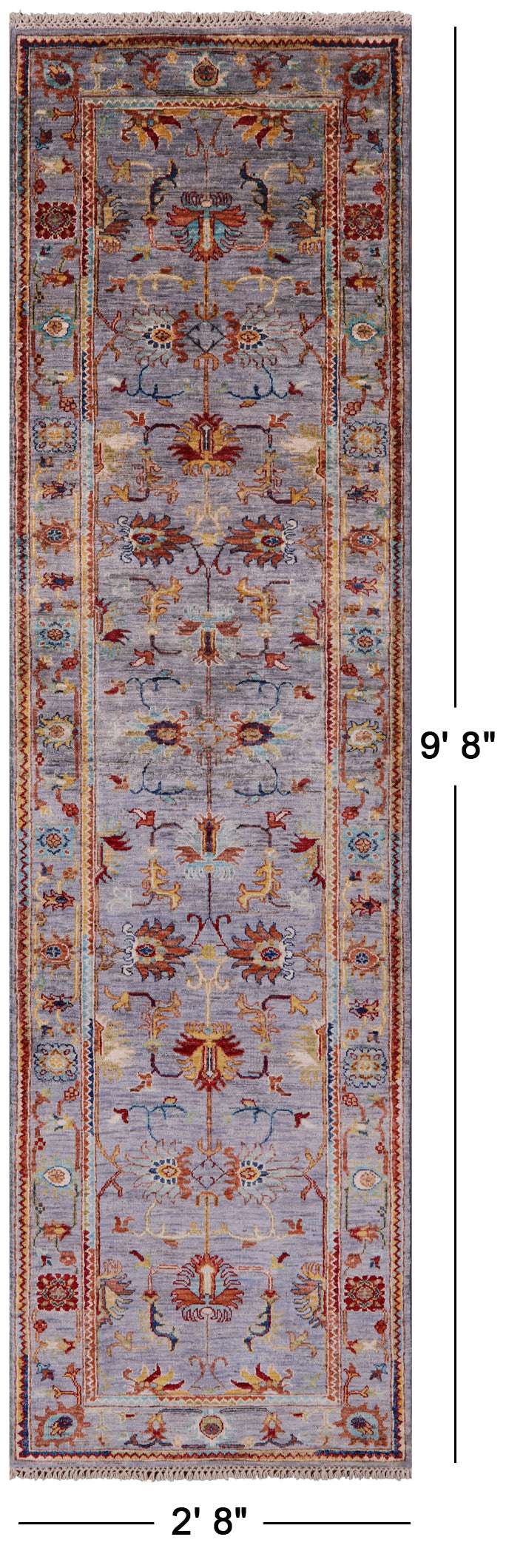 Peshawar Handmade Wool Runner Rug - 2' 8" X 9' 8" - Golden Nile