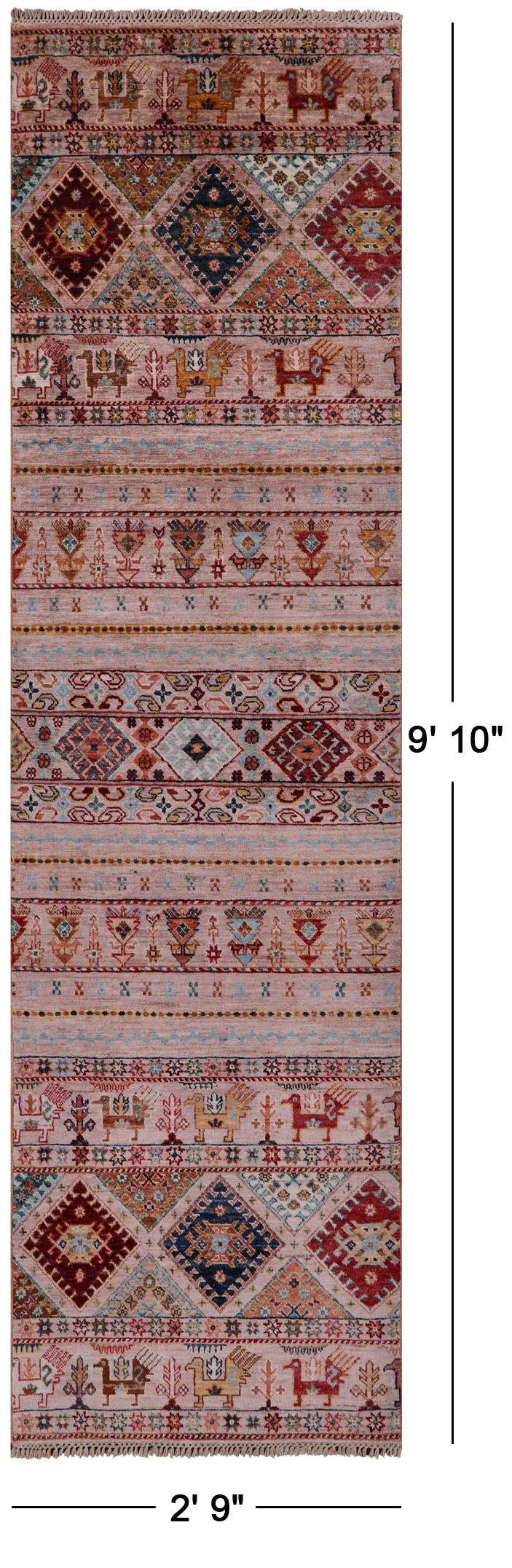 Tribal Persian Gabbeh Hand Knotted Wool Runner Rug - 2' 9" X 9' 10" - Golden Nile