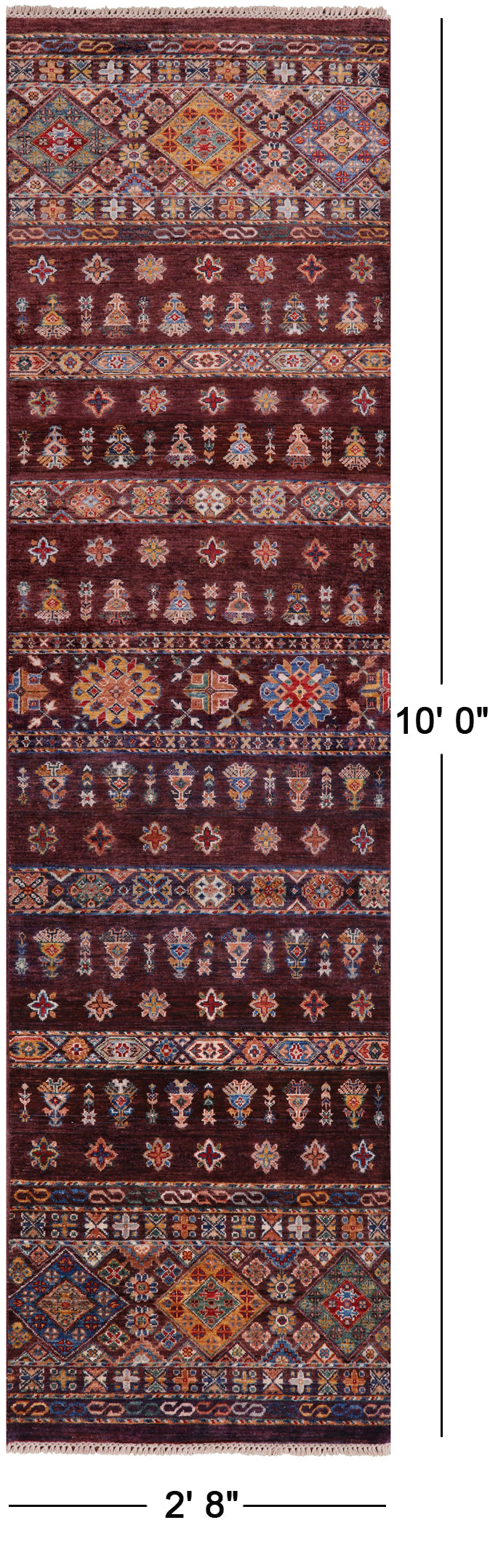 Khorjin Persian Gabbeh Handmade Wool Runner Rug - 2' 8" X 10' 0" - Golden Nile