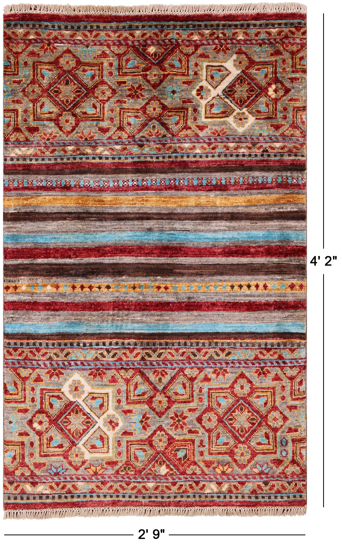 Khorjin Persian Gabbeh Handmade Wool Rug - 2' 9" X 4' 2" - Golden Nile