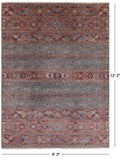 Khorjin Persian Gabbeh Hand Knotted Wool Rug - 9' 3" X 12' 2" - Golden Nile