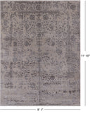 Grey Modern Hand Knotted Wool & Silk Rug - 9' 1" X 11' 10"