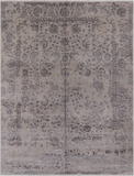 Grey Modern Hand Knotted Wool & Silk Rug - 9' 1" X 11' 10"