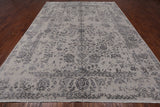 Grey Modern Hand Knotted Wool & Silk Rug - 9' 1" X 11' 10"