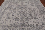 Grey Modern Hand Knotted Wool & Silk Rug - 9' 1" X 11' 10"